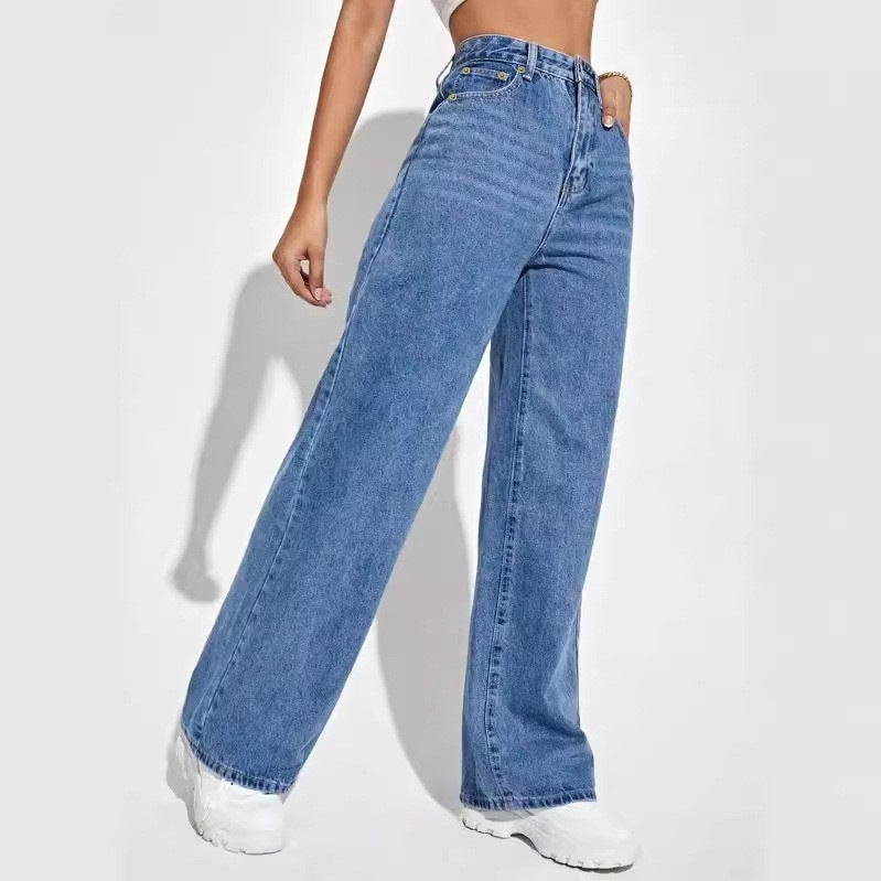 New Women'S Jeans Women'S High-Waisted Slim Straight Denim Trousers Style - Image 1